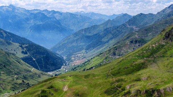 näkymä Col du Tourmalet 'sta Pyreneiden vuoristossa
 - Valokuva, kuva