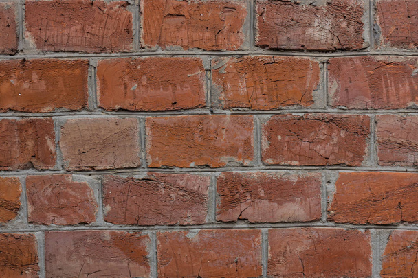 Texture détaillée du fond de la surface du mur de briques rouges
. - Photo, image