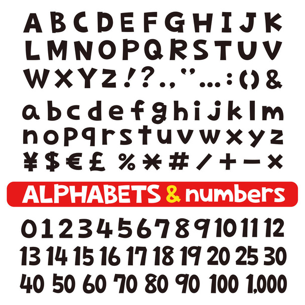 Alphabete und Zahlen, Schriftvektorsatz - Vektor, Bild