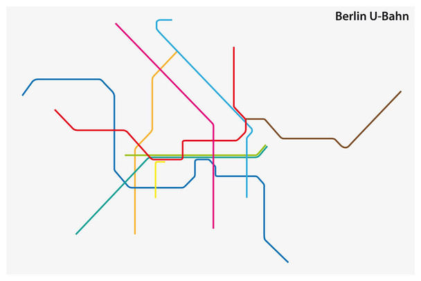 barevné Metro vektorová Mapa Berlína, Německo. - Vektor, obrázek