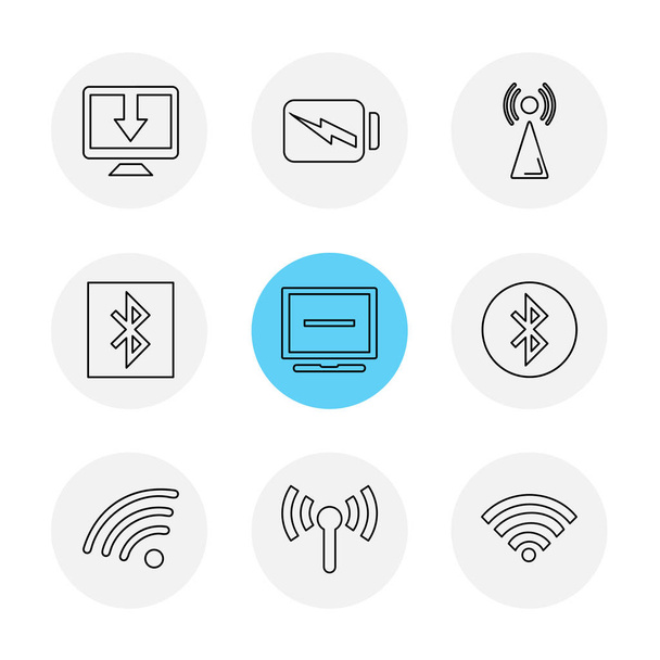colored minimalistic flat vector app icons on white background - Vector, afbeelding
