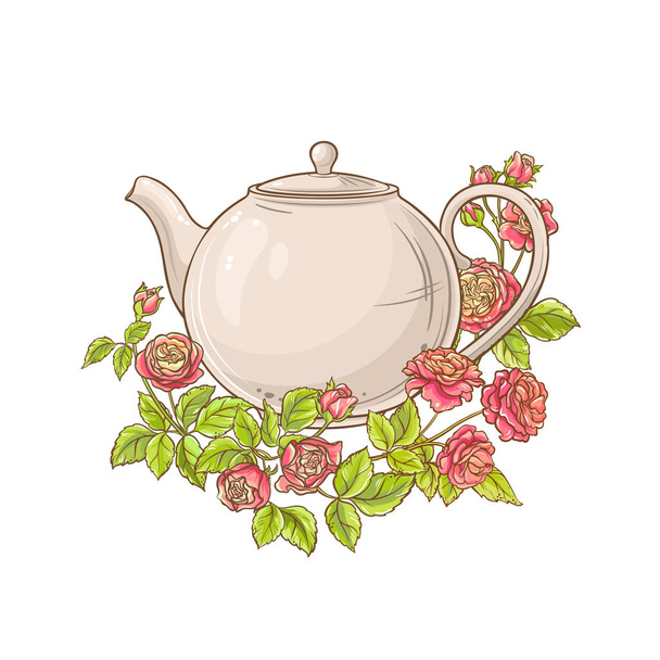 rose tea vector illustration on white background - Vector, imagen