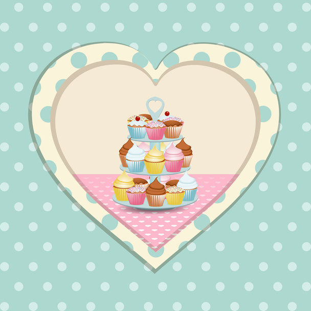 cupcake stand e cuore a pois
 - Vettoriali, immagini