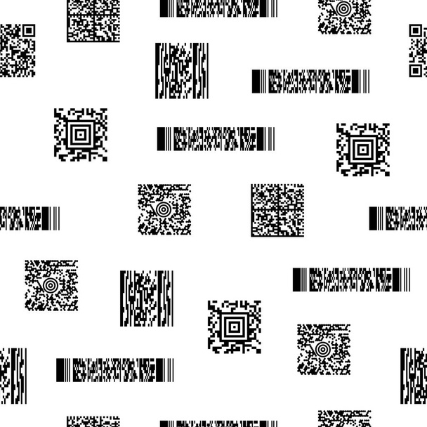 Απρόσκοπτη ασπρόμαυρο μοτίβο με barcode - Διάνυσμα, εικόνα
