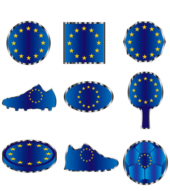 Flag of the European Union, icons of colors of the flag of the European Union - Vector, Image
