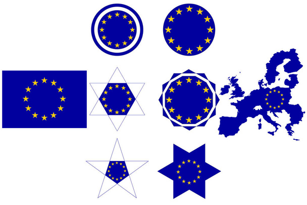 Флаг Европейского Союза, иконки цветов флага Европейского Союза
 - Вектор,изображение