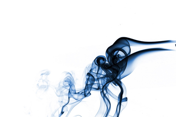 Blue smoke isolated on white - Foto, afbeelding