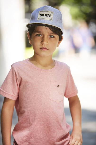 Cool kid in skate cape, portrait - Foto, Imagen