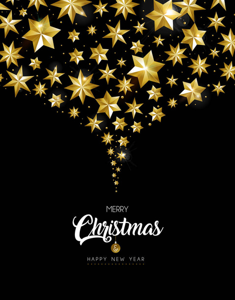 Joyeux Noël et bonne année élégante carte de vœux avec illustration en étoiles d'or. Design de fête de luxe. Vecteur EPS10
. - Vecteur, image