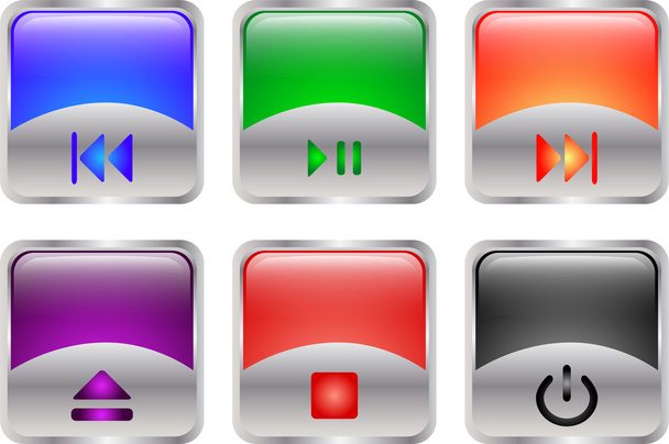 Glossy multimedia buttons - Vektor, Bild