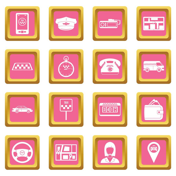 Taxi icons pink - Vector, Image