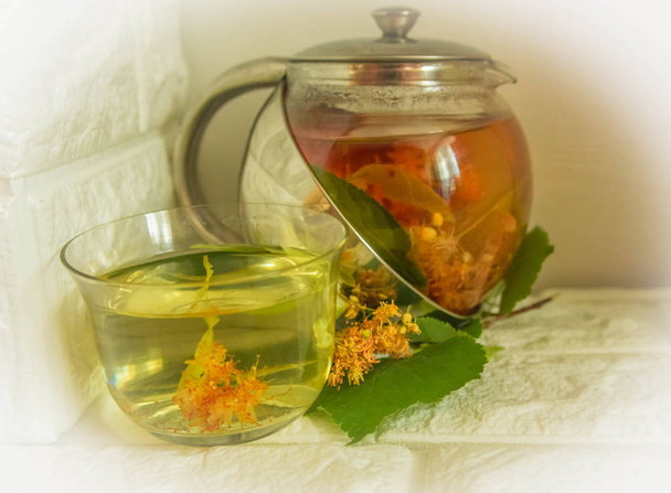 Fragrant tea with linden. - Photo, Image