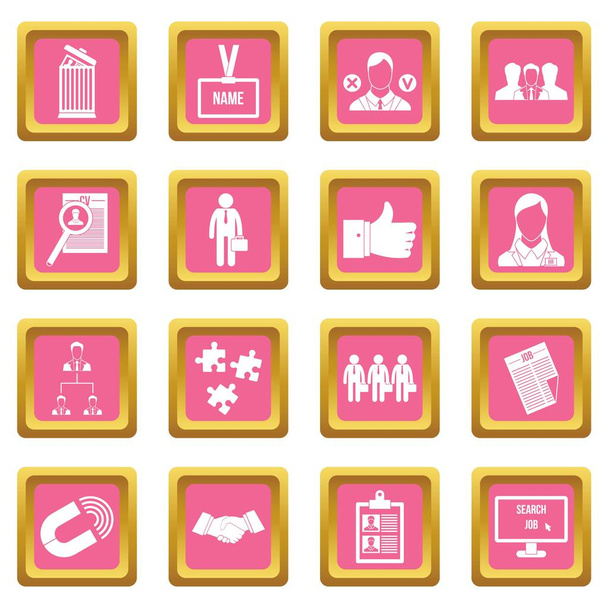 Human resource management icons pink - Вектор,изображение