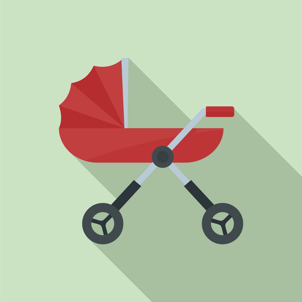 Baby pram carriage icon, flat style - Vector, afbeelding