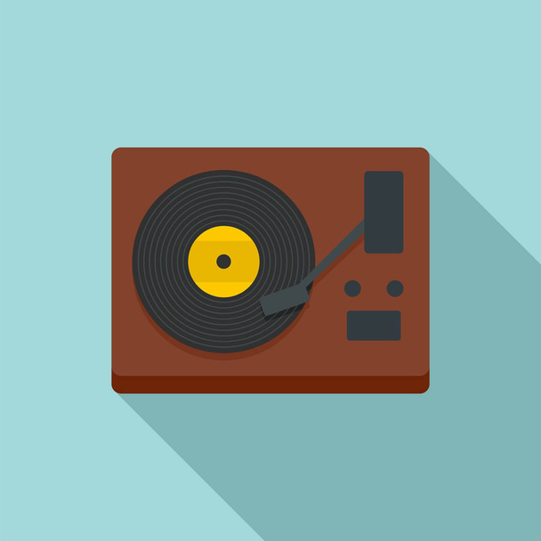 Vinyl player icon, flat style - Vektör, Görsel