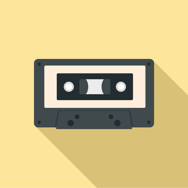Музыкальный кассетный значок, плоский стиль
 - Вектор,изображение