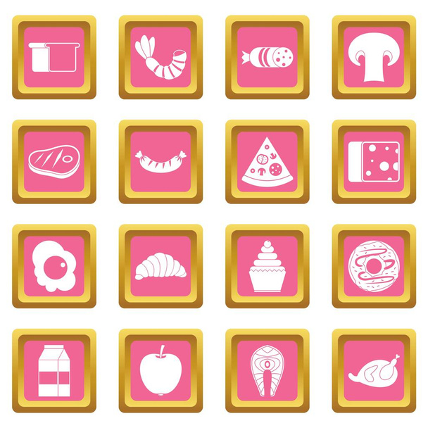 Food icons pink - Vektör, Görsel