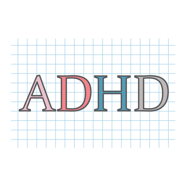 TDAH (Trouble d'hyperactivité avec déficit de l'attention) écrit sur du papier à carreaux
 - Vecteur, image