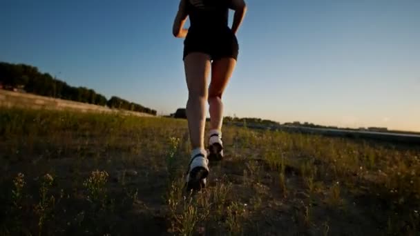 Krásná dívka běží na trávě - Záběry, video