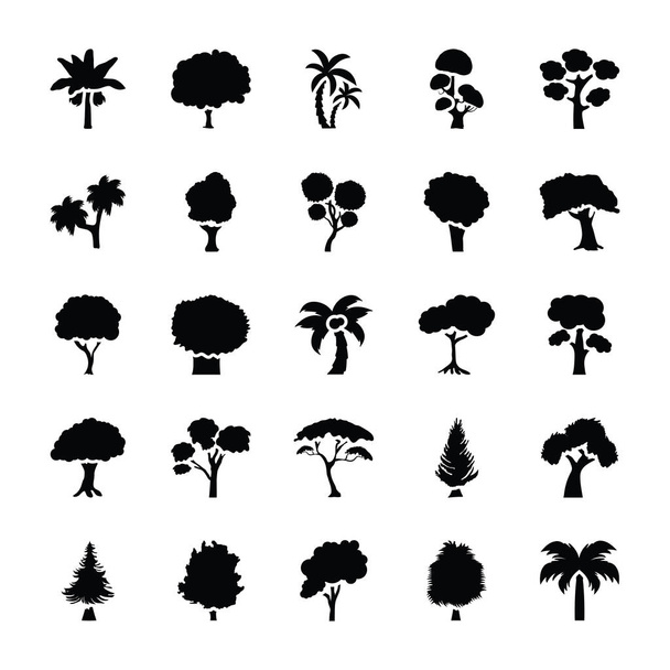 Trees Glyph Vector Icons Set - Vector, Image