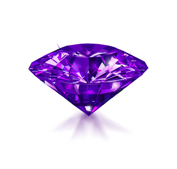 Hermosa piedra preciosa púrpura aislada sobre fondo blanco. Ilustración vectorial
. - Vector, Imagen