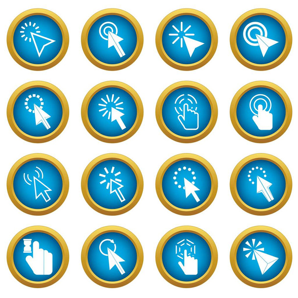 Mouse pointer icons blue circle set - Vektor, obrázek