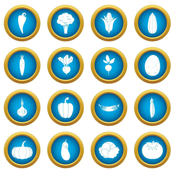 Vegetables icons blue circle set - ベクター画像
