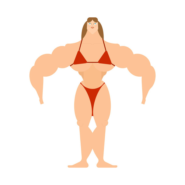 Woman bodybuilder isolated. Femqle strong. Vector illustratio - Vector, Image