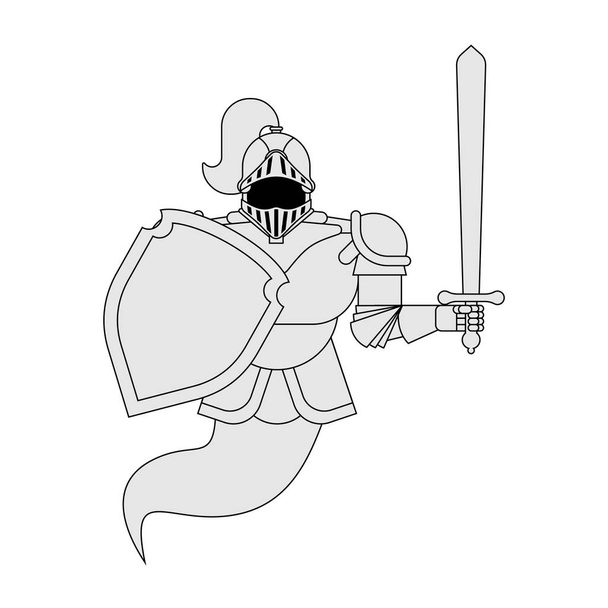 Şövalye Hayaleti izole. Metal zırh savaşçı. Demir zırh. Vektör illustratio - Vektör, Görsel