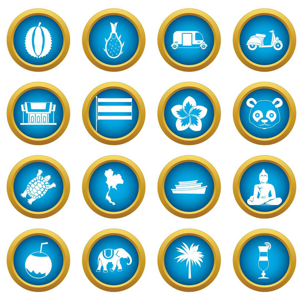 Costa Rica icons blue circle set - Vector, afbeelding