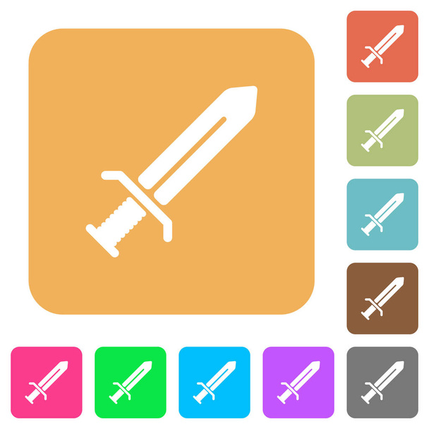 Sword flat icons on rounded square vivid color backgrounds. - Vector, Image