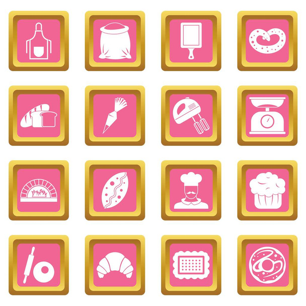 Bakery icons pink - Vektor, kép