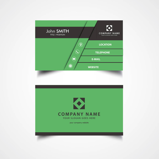  Simple Green and Dark Color Business Card Template, Vector, Illustration, Eps File - Вектор,изображение
