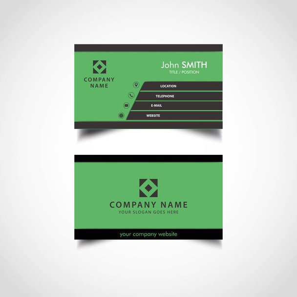  Simple Green and Dark Color Business Card Template, Vector, Illustration, Eps File - Vetor, Imagem