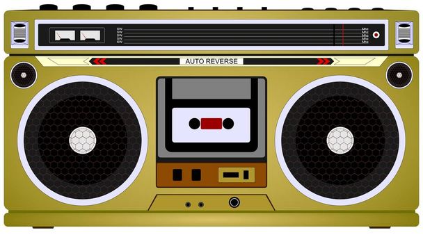 Tape audio cassette vintage music player, boom box vector illustration - Vector, Image