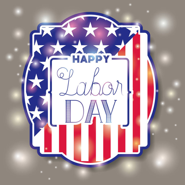 ευτυχής ημέρα εργασίας με καρέ σημαίας ΗΠΑ - Διάνυσμα, εικόνα