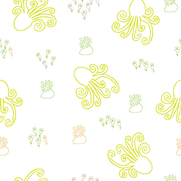 Octopus and sea animals seamless pattern - Wektor, obraz