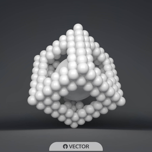 Cube. 3d spheres composition. Concept for science, education and network. Futuristic technology style. Vector illustration. - Vektor, Bild