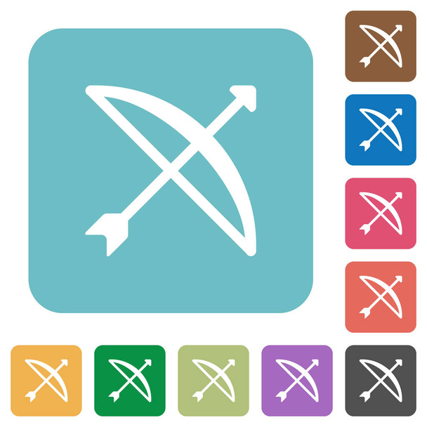 Arco con la flecha blanca iconos planos en el color redondeado fondos cuadrados
 - Vector, Imagen