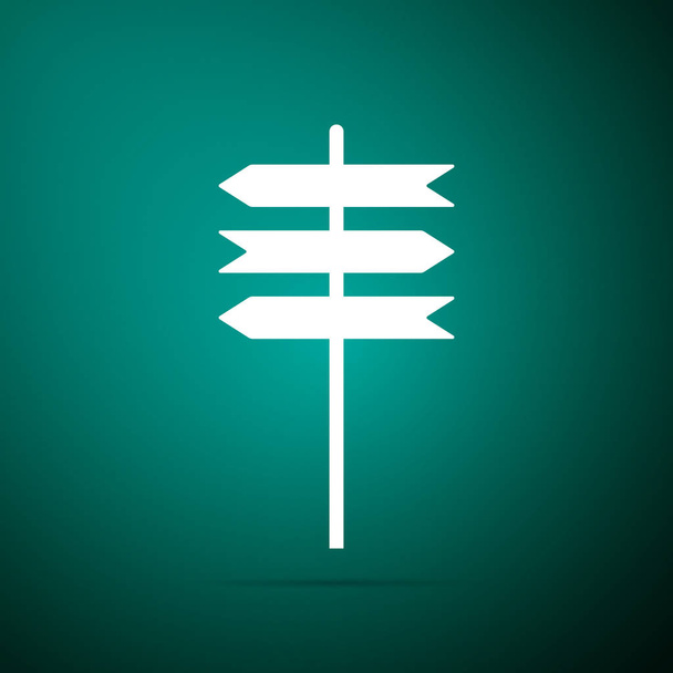 Útjelző ikon elszigetelt zöld háttér. Útjelzési. Mutató szimbólum. Lapos kivitel. Vektoros illusztráció - Vektor, kép