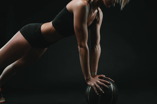 athletic strong woman doing sport - Photo, Image