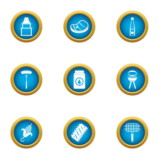 Cookery expert icons set, flat style - Διάνυσμα, εικόνα