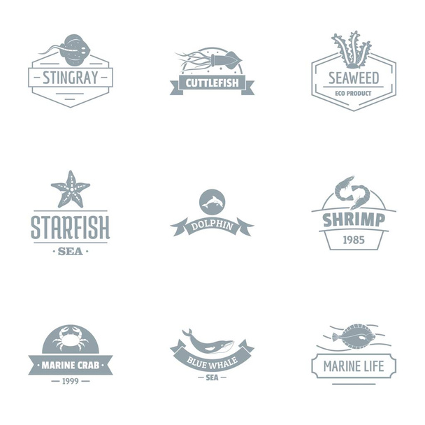 Shrimp logo set, simple style - Вектор,изображение
