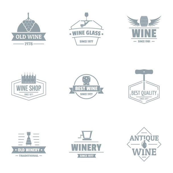 Σετ logo κελάρι κρασιού, απλό στυλ - Διάνυσμα, εικόνα