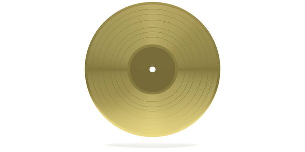 Vintage gold vinyl record album LP isolated, on white background. 3d illustration - Фото, зображення