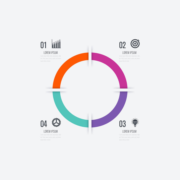 Infographics template 4 options with circle - Vector, afbeelding