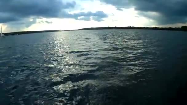 Regatta. Yacht competition on a lake in overcast - Filmati, video