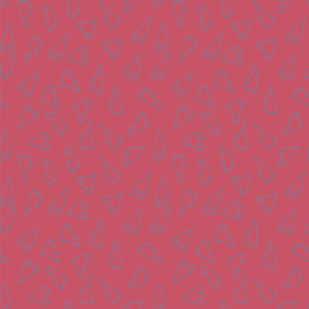 Vector Seamless Pattern Purple Hearts on a Romantic Bright Pink Red Background. - Vettoriali, immagini