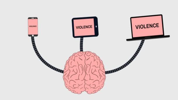 Cerebro recibiendo una violencia de los medios de comunicación
 - Metraje, vídeo