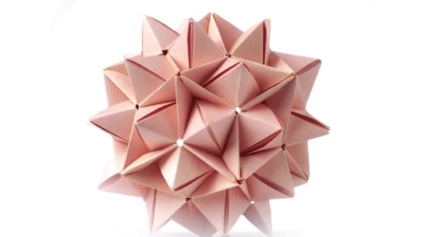 Beige origami transforming spiky ball. - Footage, Video